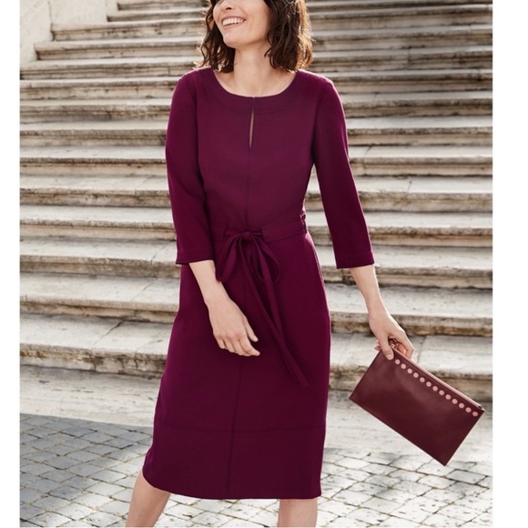 BOGO! Boden Addie Dress In Merlot Tie Waist Size 2P